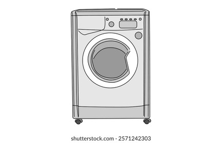 line art color of wash machine illustration