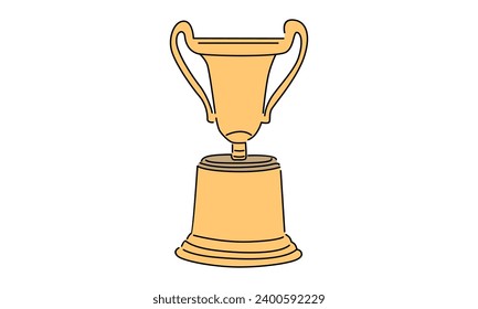 line art color of winner trophy vector illustration
