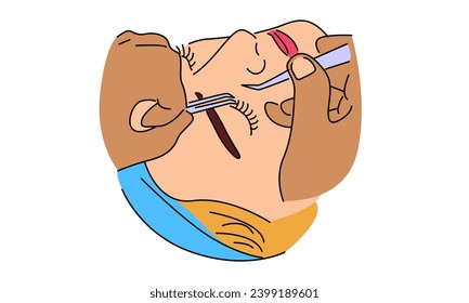 line art color of woman doing make-up