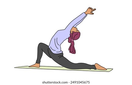 Line art color of Woman Yoga Pose