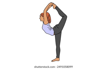 Línea de arte de color de la mujer Yoga Pose