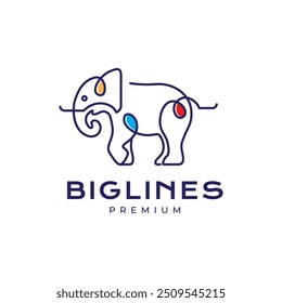 line art colorful elephant logo design vector