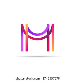 Line art Colorful M letter logo template for Business Company. 