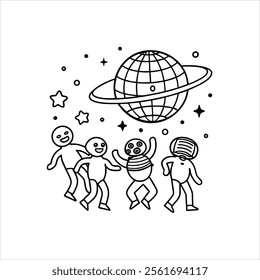 Line art Coloring books Space adventure Starry Night Party 