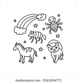 Line art Coloring books Space adventure Alien Zoo 