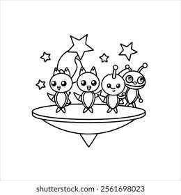 Line art Coloring books Space adventure  Alien Pet Parade