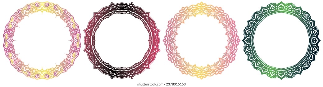 line art coloring mandala circle elements set.