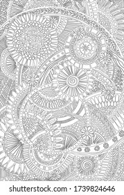 line art coloring page mandala  background