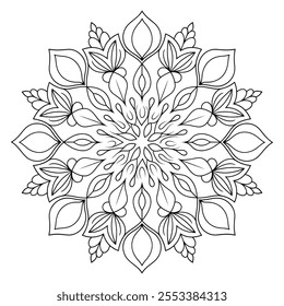 A line art coloring page of a mandala design 