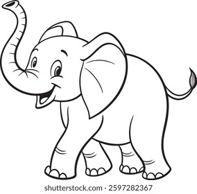 Line art coloring pages for kids for brain development. Elephant outline vector illustration and ready for print.