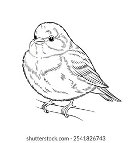 Dibujo para colorear de un pájaro de forma redonda con un pico Grande