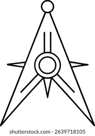 Line Art Compass Vector Illustration Design for Outdoor Exploration and Travel Routes