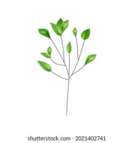 Line art composition with realistic leaves.  Save environment rescue the forests.Tree growing plant leaves.Environmentally friendly concept respect for nature.