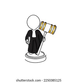 Carácter de concepto de arte de línea de un hombre. Derecho de la justicia y concepto judicial.