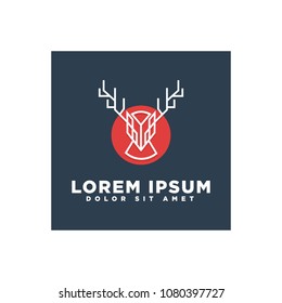 line art concept for deer and circle logo template vector editable
