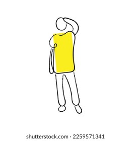 Arte de línea de un vector hombre confundido.