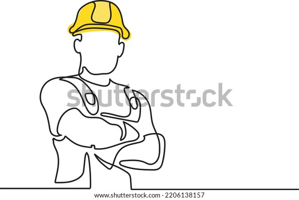 Line Art Construction Worker Hard Hat Stock Vector Royalty Free 2206138157 Shutterstock 