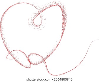 Line art continuous heart icon . One line heart symbol. Brush stroke. Heart knot logo .Vector illustration.