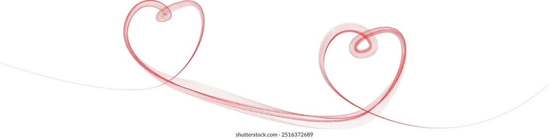 Line art continuous Heart logo . Many swirled lines forming heart . Heart symbol  for your design.  Valentine's Day signs. Vector illustration.