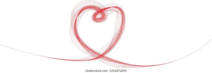 Line art continuous Heart logo . Many swirled lines forming heart . Heart symbol  for your design.  Valentine's Day signs. Vector illustration.