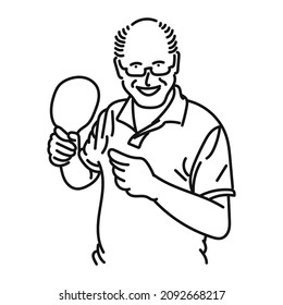 line art of cool posing man playing ping pong in style
