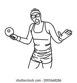 line art of cool posing man playing ping pong in style