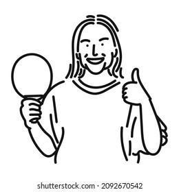 line art of cool posing woman playing ping pong in style