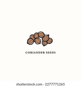 Line art coriander seeds drawing