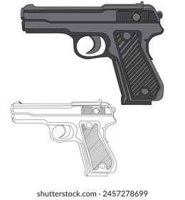 line art and corrector gun vector design