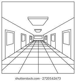 La línea de arte de la escuela del corredor