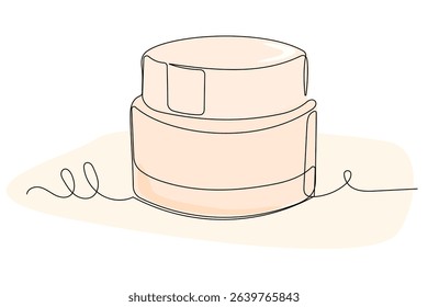 Line Art Cosmetic Bottle Tube Icon. Beauty Skincare Product Symbol. One Continuous Outline Modern Drawing. Editable Sketch Stroke Contour. SPA  Resort or Salon Card Invitation Design Element.