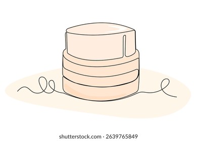 Line Art Cosmetic Bottle Tube Icon. Beauty Skincare Product Symbol. One Continuous Outline Modern Drawing. Editable Sketch Stroke Contour. SPA  Resort or Salon Card Invitation Design Element.