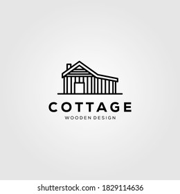 Line Art Cottage Village Logo Vector Illustration