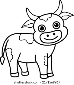 Line Art Cow Cartoon Coloring Page Stock Vector (Royalty Free ...