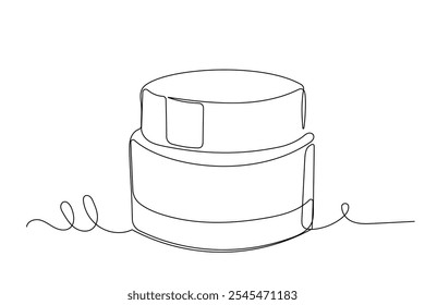 Line Art Cream Tube Bottle Silhouette Icon. One Continuous Line Drawing. Editable Vector Thin Doodle Stroke Sketch. Skincare and Everyday Beauty Routine Concept.