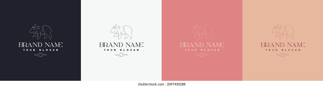 Line art creative and minimal animal multipurpose logo template design brand
