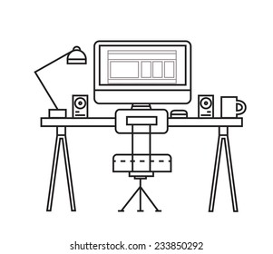 Workspace Vector Illustration Stock Vector (Royalty Free) 179481053
