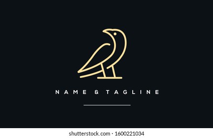 A line art creative symbol of a CROW
