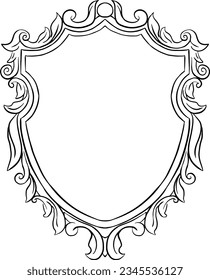 Line art crest vintage frame.