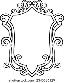 Line art crest vintage frame.