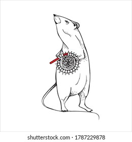 Line art Crochet mouse with napkin 