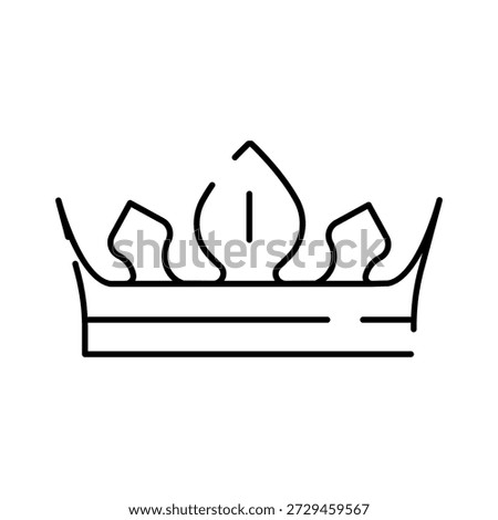 Line art crown creating an icon for concepts like royalty, monarchy, queen, king, power, leadership, authority, success, and achievement, presented on a clean white background