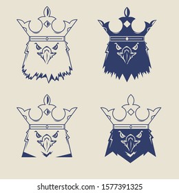 Line Art Of Crown Eagle Vector