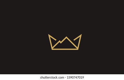 A Line art Crown icon logo with a Mountain in the middle 