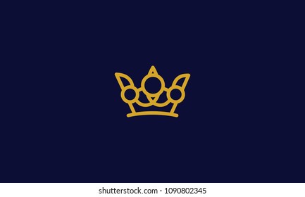 line art crown king of kingdom logo