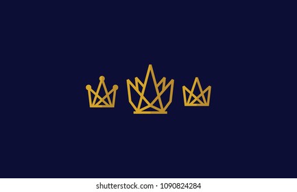 line art crown king of kingdom logo