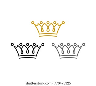 Line Art Crown King and Queen Abstract Logo Symbol