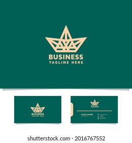 Line art crown logo with business card template