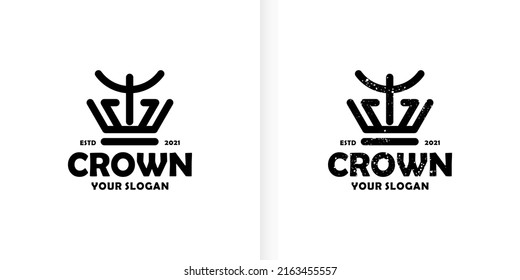 Line art crown logo design