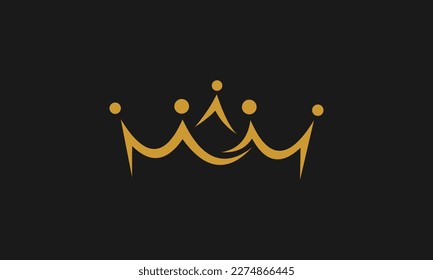 Line art crown logo design